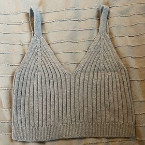Aerie Heather Gray Ribbed Cropped Tank